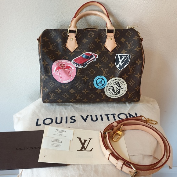 Louis Vuitton - Authenticated Speedy Handbag - Cloth Brown Abstract for Women, Very Good Condition